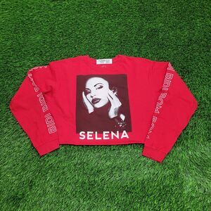 Selena Tribute Cropped Shirt Womens Large 21x16 Red Latina